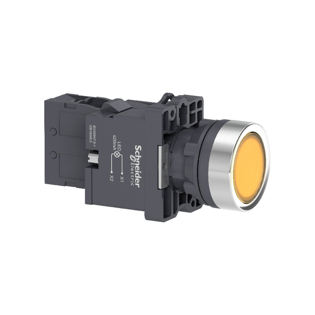 [Imagem BOTÃO LUMINOSO Ø22MM PLÁSTICO, RETORNO POR MOLA AMARELO NA 220VCA XA2EW35M1 SCHNEIDER]