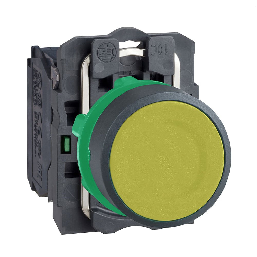 [Imagem BOTÃO Ø22MM PLÁSTICO, RETORNO POR MOLA, AMARELO, NA XB5AA51 SCHNEIDER]