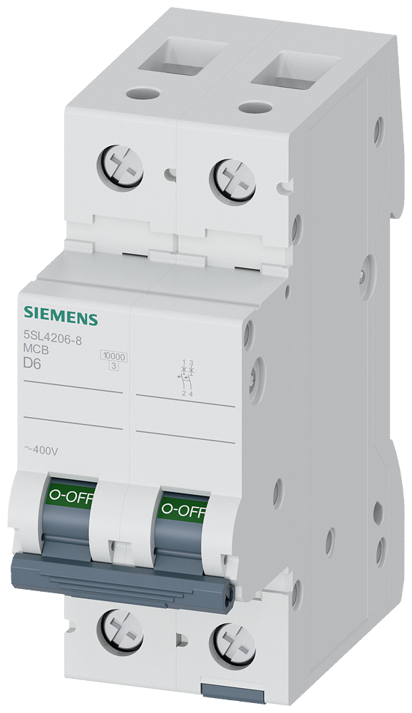 DISJUNTOR DE POTÊNCIA 400 V 10 KA 2 POLOS D 6A 5SL42068 SIEMENS