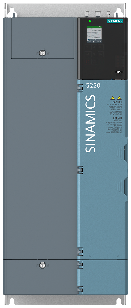 [Imagem do produto SINAMICS G220 3 AC 200 ... 240 V 11 KW / 15 CV PROFINET / ETHERNET/IP 6SL41120CA170AF0 SIEMENS]