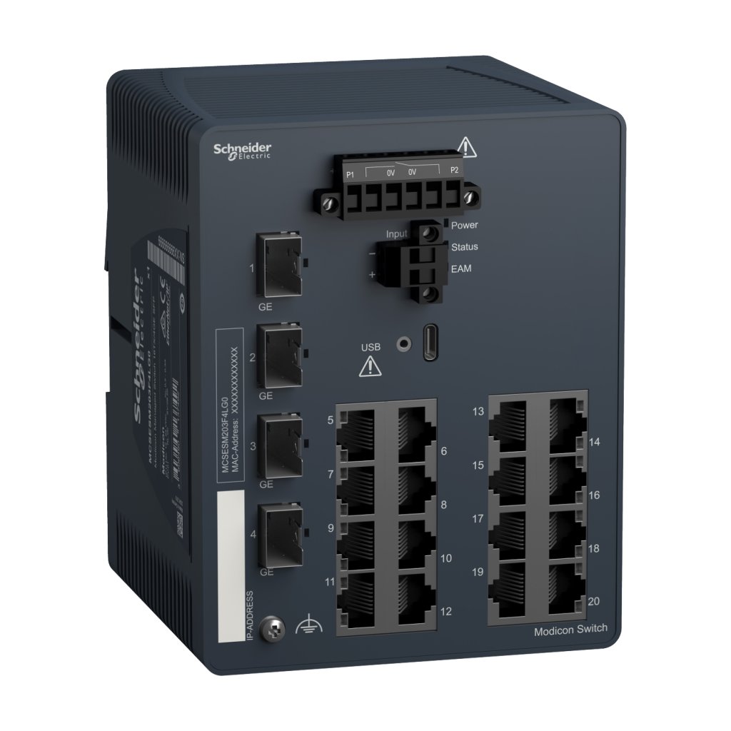 [Imagem MODICON MANAGED SWITCH 16 PORTS FOR COPPER + 4 GIGABIT SFP MCSESM203F4LG0 SCHNEIDER]