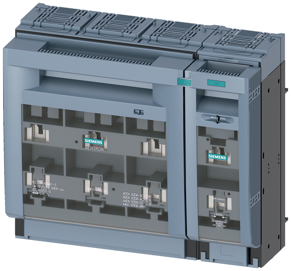 SECCIONADORA-FUSÍVEL SOB CARGA 3NP1 DE 4 POLOS NH3 630 A 3NP11641BC10 SIEMENS