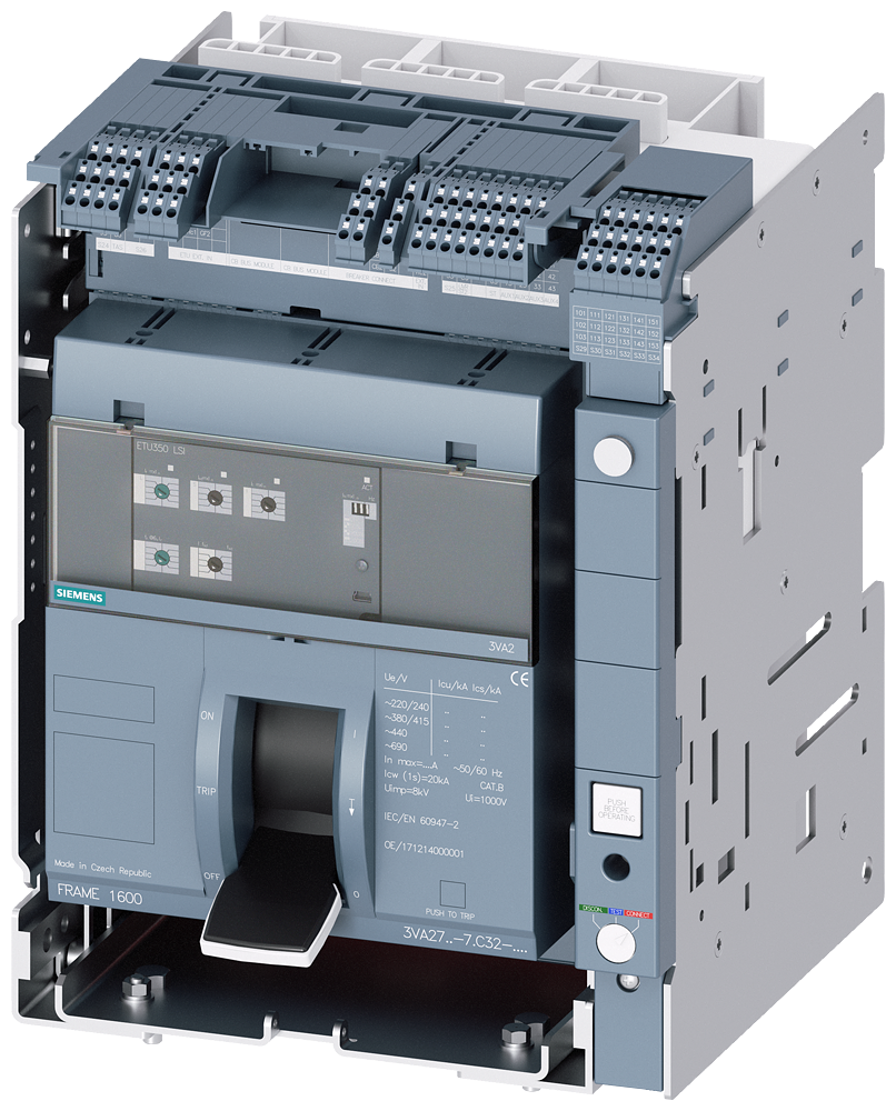 [Imagem DISJUNTOR COM ALAVANCA BASCULANTE EXTRAÍVEL COMPACTO COM QUADRO-GUIA E PSS FR... 3VA27105AC320AA0 SIEMENS]