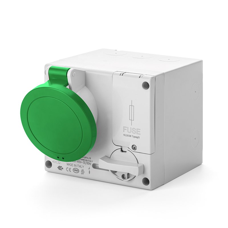 [Imagem do produto TOMADA DE EMBUTIR INTERTRAVAMENTO 16A 2P+T 2H IP44 >50V 501.16832 SCAME]