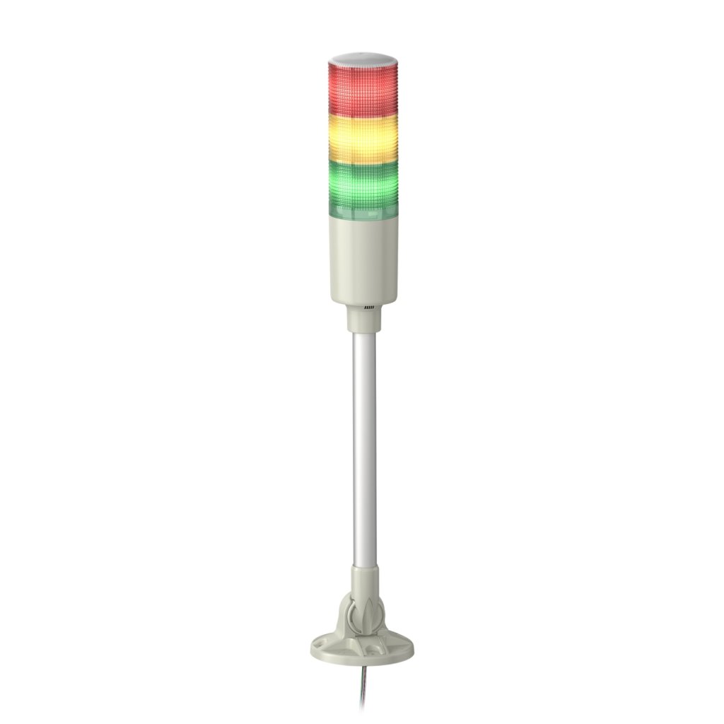 [Imagem COLUNA LUMINOSA Ø60MM PRÉ MONTADA LED VERMELHO VERDE AMARELO 220VCA TUBO DE MONTAGEM EM ALUMÍNIO COM SUPORTE DOBRÁVEL XVGM3M SCHNEIDER]