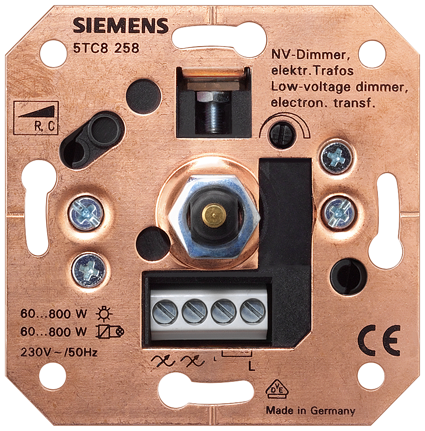 REGULADOR DE LUMINOSIDADE NV TRANSFORMADORES ELETRÔNICOS R C COM INTERRUPTO 5TC8258 SIEMENS