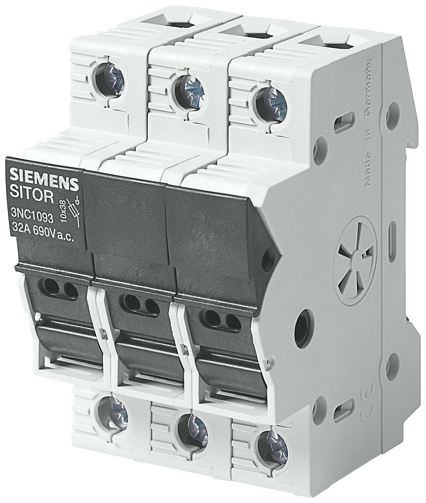 [Imagem do produto INTERRUPTOR DE FUSÍVEL SITOR- INTERRUPTOR 10X38, ATÉ 32 A, 690 V CA, 3 POLOS 3NC1093 SIEMENS]