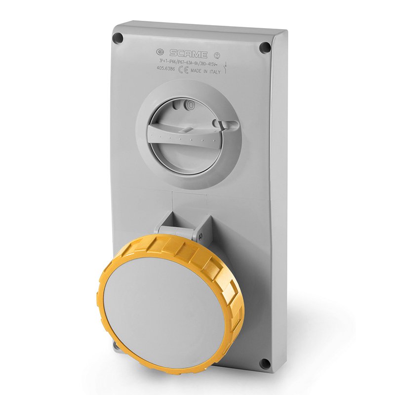 [Imagem do produto TOMADA DE EMBUTIR OMNIA 63A 2P+T 4H IP67 405.6370 SCAME]