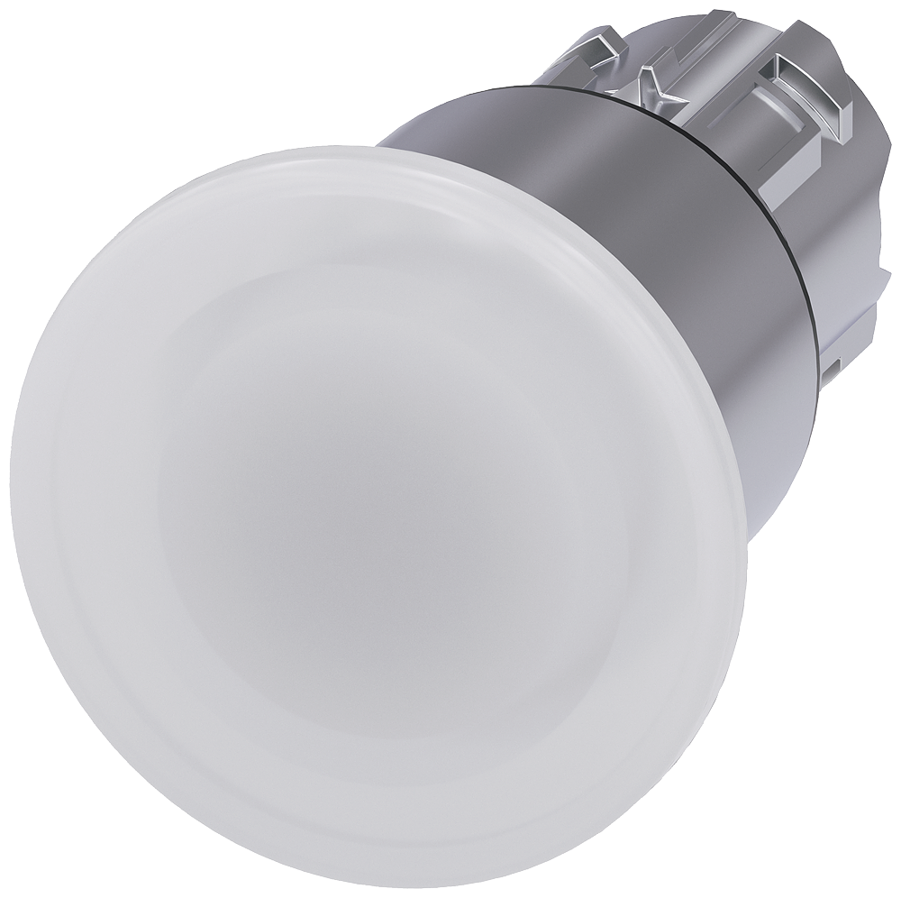 BOTÃO LUMINOSO EM FORMA DE COGUMELO 22 MM REDONDO METAL DE ALTO BRILHO B 3SU10511ED600AA0-ZY19 SIEMENS