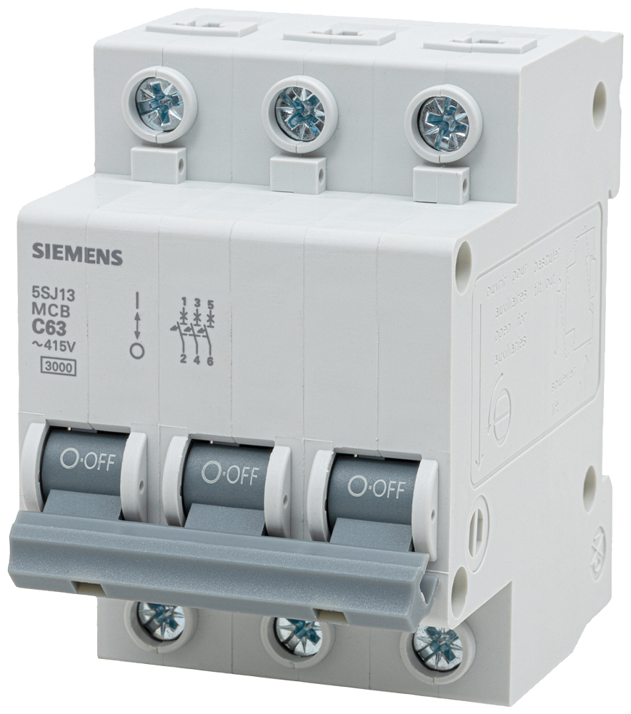 [Imagem DISJUNTOR MINI TRIPOLAR 63A 3KA 220/380VCA 5SJ13637MB SIEMENS]