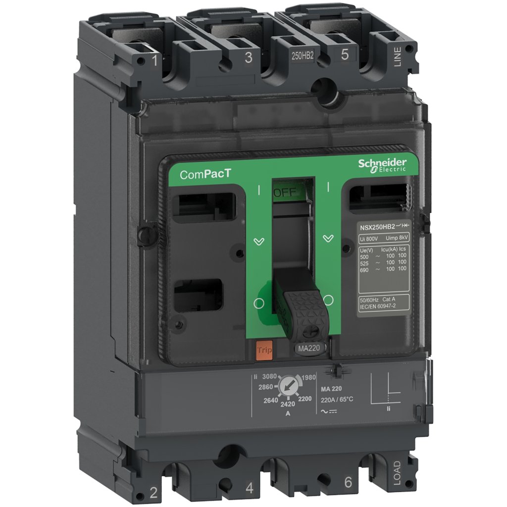 [Imagem do produto DISJUNTOR NSX250HB1 MA 220A 3P3D C25V3MA220 SCHNEIDER]
