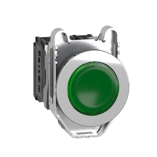 [Imagem BOTÃO LUMINOSO FACEADO Ø30MM METÁLICO RETORNO POR MOLA VERDE NA+NF 110...120VCA XB4FW33G5 SCHNEIDER]