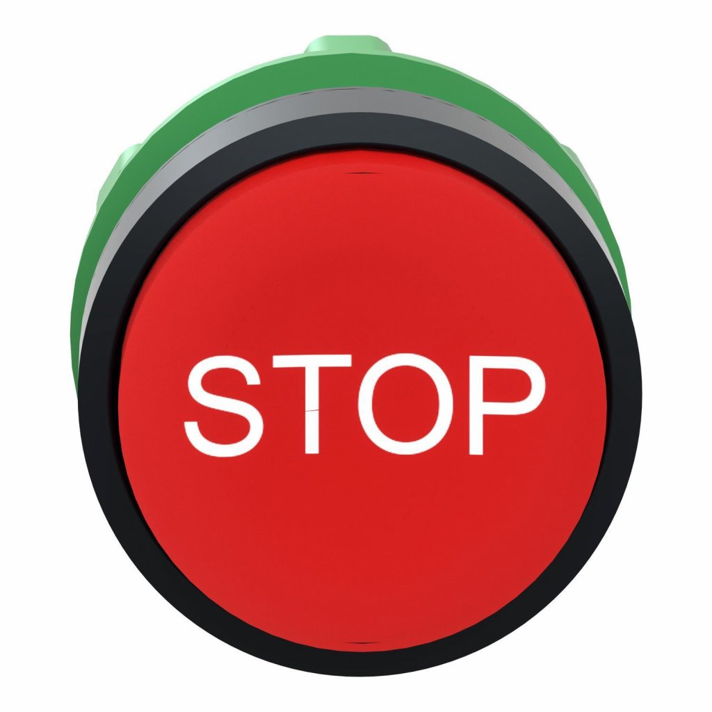 [Imagem CABEÇOTE PARA BOTÃO Ø22MM PLÁSTICO SALIENTE RETORNO POR MOLA VERMELHO STOP ZB5AL434 SCHNEIDER]