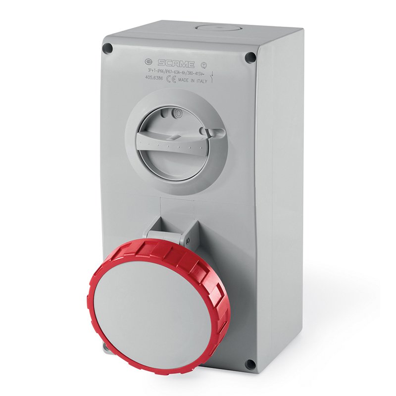 [Imagem do produto TOMADA DE EMBUTIR INTERTRAVAMENTO 63A 3P+N+T 6H IP66/IP67 505.6387 SCAME]