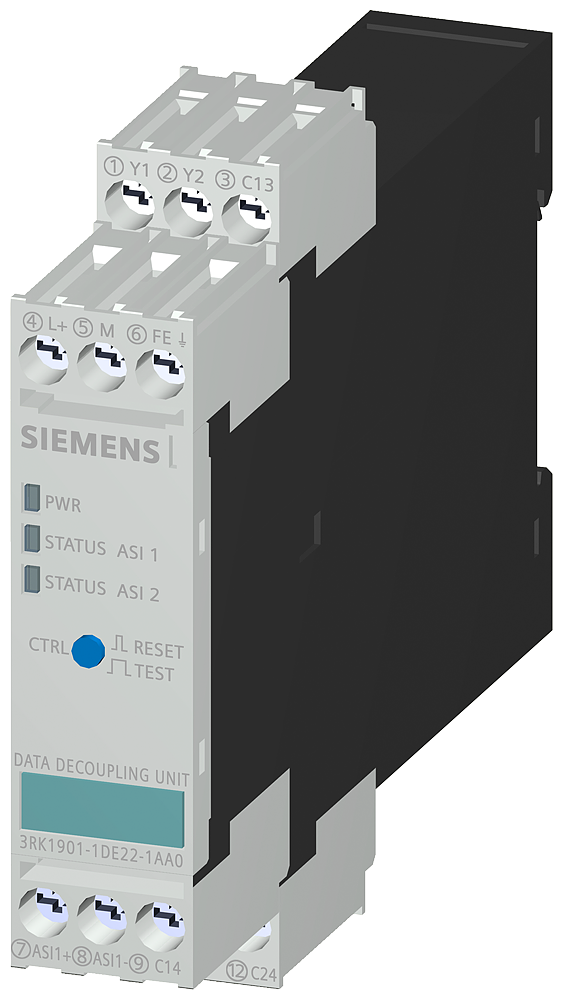 [Imagem do produto DUAL ACOPLADOR FONTE AS-I 24/30VDC 2X 4A 3RK19011DE221AA0 SIEMENS]