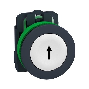 [Imagem BOTÃO ANTIMICROBIANO FACEADO Ø30MM PLÁSTICO RETORNO POR MOLA BRANCO ↑ NA XB5FA3341 SCHNEIDER]