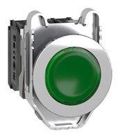 [Imagem BOTÃO LUMINOSO FACEADO Ø30MM METÁLICO RETORNO POR MOLA VERDE NA+NF 230...240VCA XB4FW33M5 SCHNEIDER]