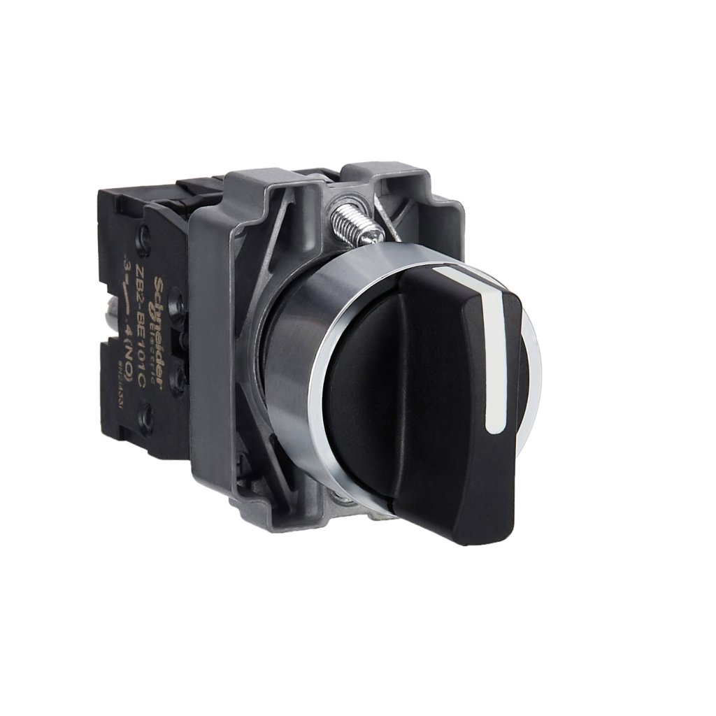 [Imagem do produto EASY HARMONY XB2 SELECTOR SWITCH METAL BLACK Ø22 3 POSITIONS STAY PUT 2 NO XB2BD33C SCHNEIDER]