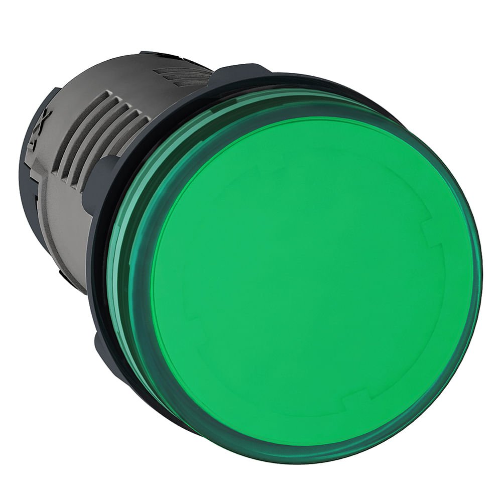 [Imagem SINALIZADOR 22MM PLÁSTICO MONOBLOCO 24VCC/CA VERDE XA2EVB3LC SCHNEIDER]