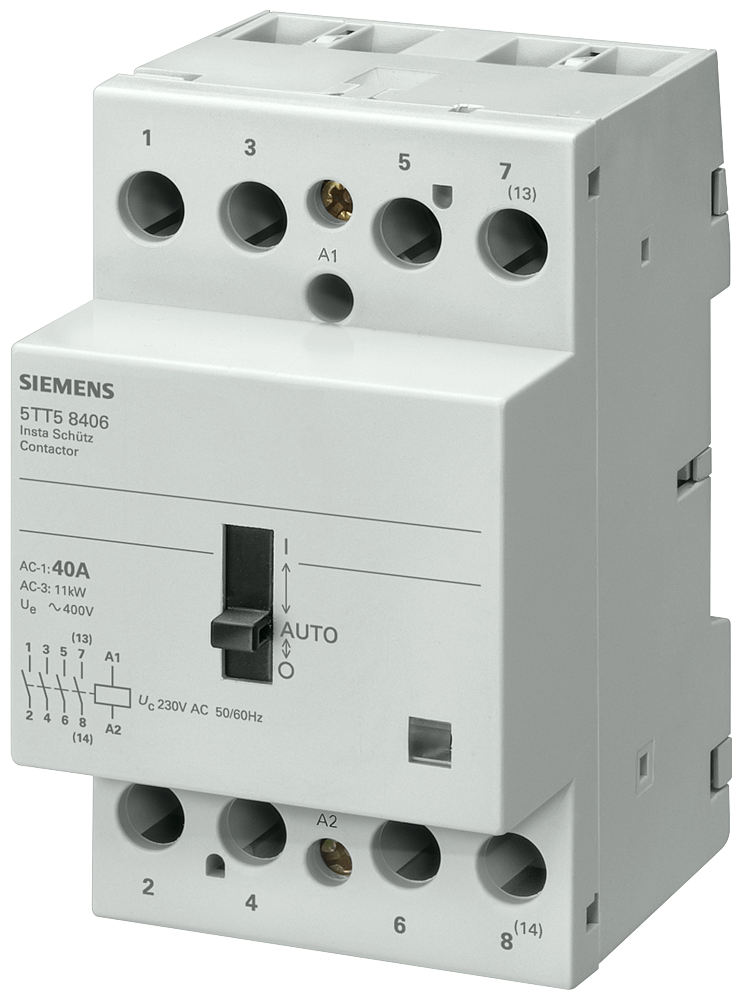 PROTEÇÃO INSTA 0/1-AUTOMÁTICO COM 4 NA CONTATO PARA CA 230V 400V 40A 5TT58408 SIEMENS