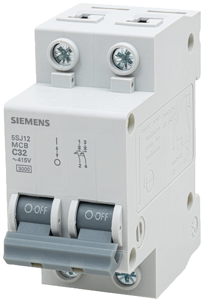 [Imagem DISJUNTOR MINI BIPOLAR 32A 3KA 220/380V 5SJ12327MB SIEMENS]