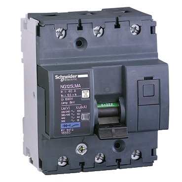 [Imagem do produto DISJUNTOR NG125L 3P 6.3A MA 500V 18880 SCHNEIDER]