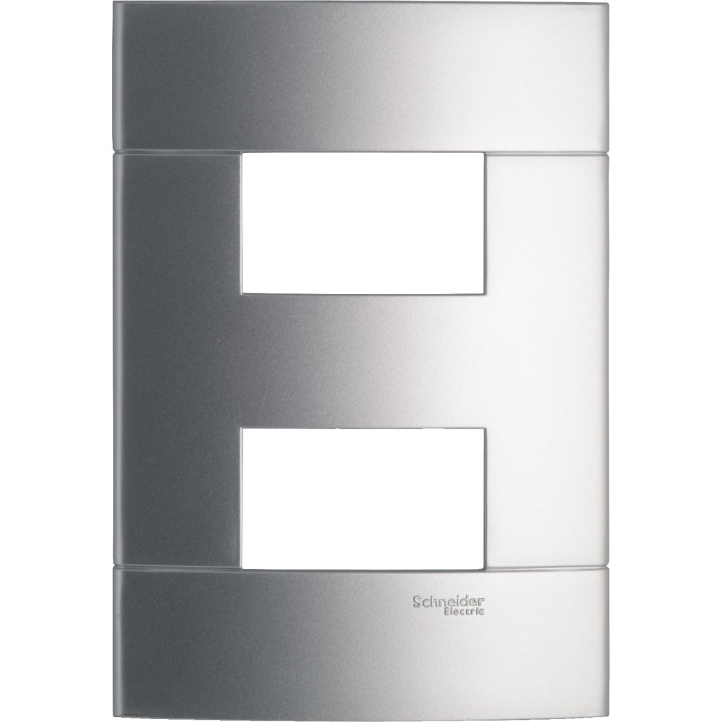 [Imagem PLACA 4X2 2 POSTOS SEPARADOS PRATA ARTICO DECOR PRM044226 SCHNEIDER]