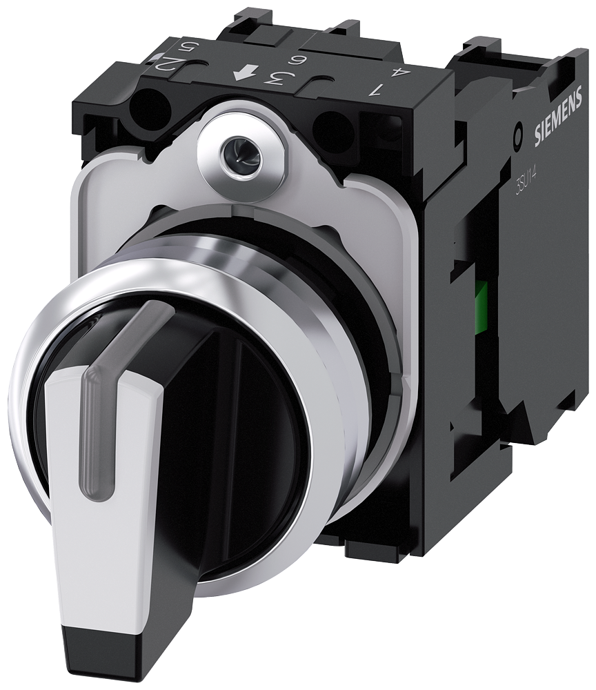 [Imagem INTERRUPTOR COM MANÍPULO ILUMINÁVEL 22MM REDONDO METAL ALTO BRILHO BRANCO 3SU11502BL601NA0 SIEMENS]