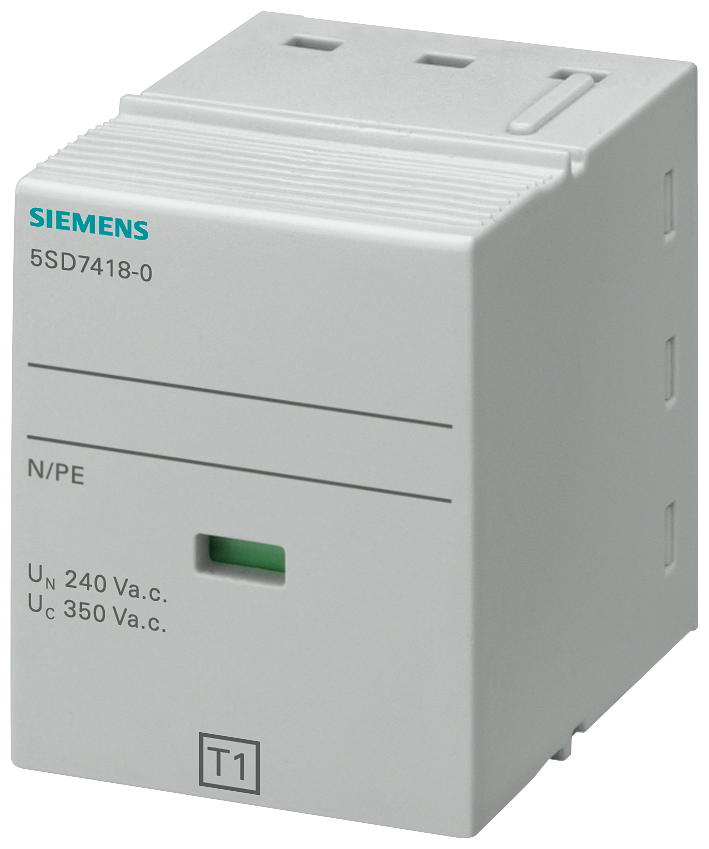 [Imagem PEÇA DE ENCAIXE TIPO 1 N-PE CLASSE DE REQUISITO B, UC 350V DE 1 POLO PARA DIS 5SD74180 SIEMENS]