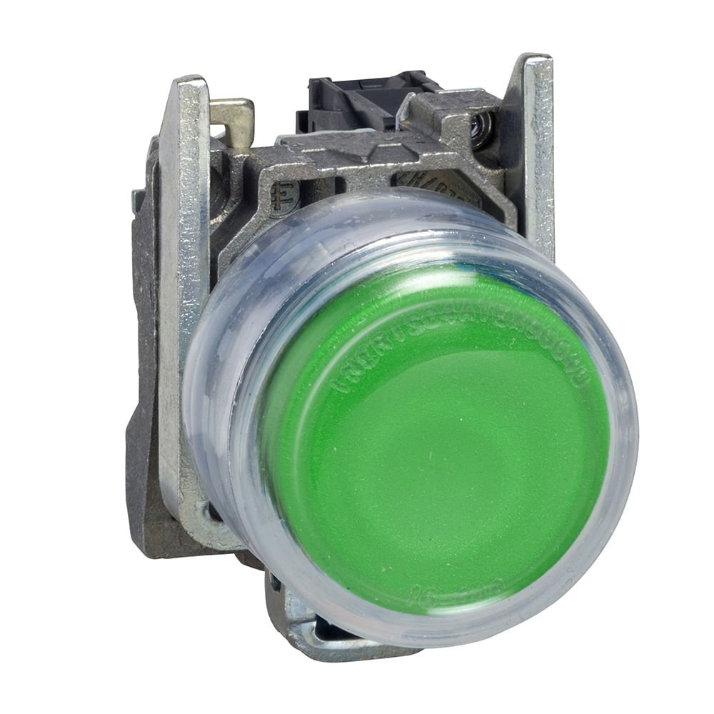 [Imagem BOTÃO Ø22MM METÁLICO, RETORNO POR MOLA, VERDE, COM CAPA, NA XB4BP31 SCHNEIDER]