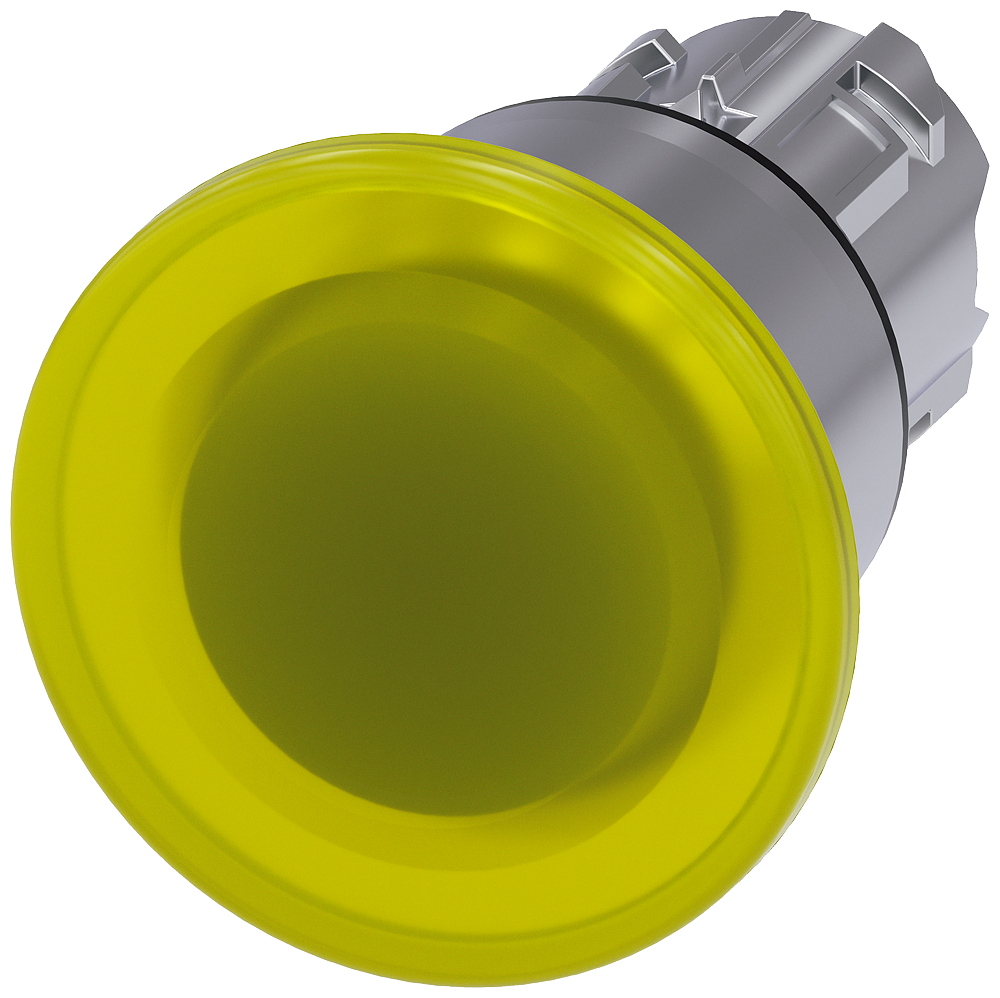 BOTÃO LUMINOSO EM FORMA DE COGUMELO 22 MM REDONDO METAL DE ALTO BRILHO A 3SU10511BA300AA0-ZY10 SIEMENS