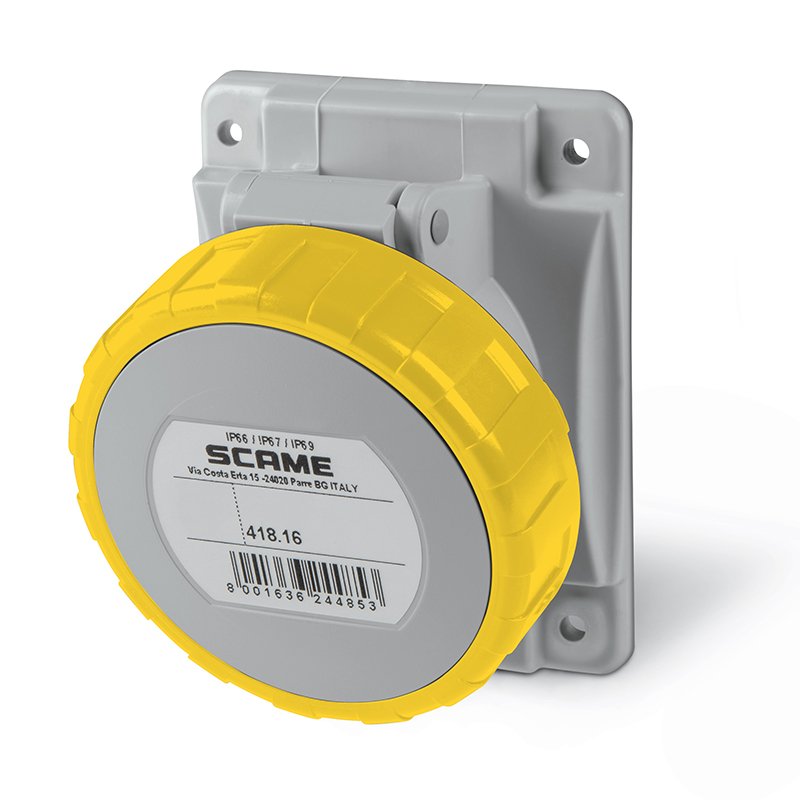 [Imagem do produto TOMADA INDUSTRIAL 2P+T IP66/IP67 16A 4H 418.1660H SCAME]