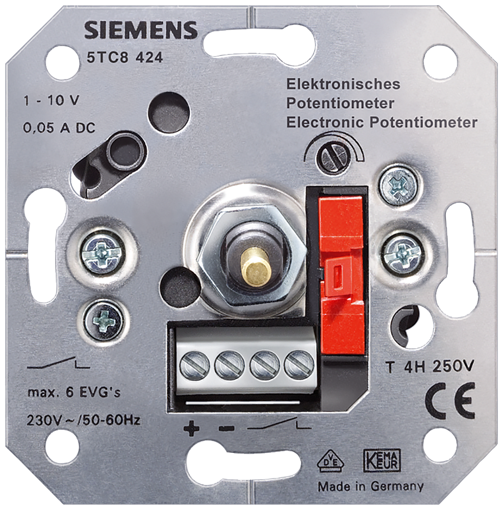 POTENCIÔMETRO ELETRÔNICO COM INTERRUPTOR DE PRESSÃO 6A DE MONTAGEM EMBUTIDA 5TC8424 SIEMENS