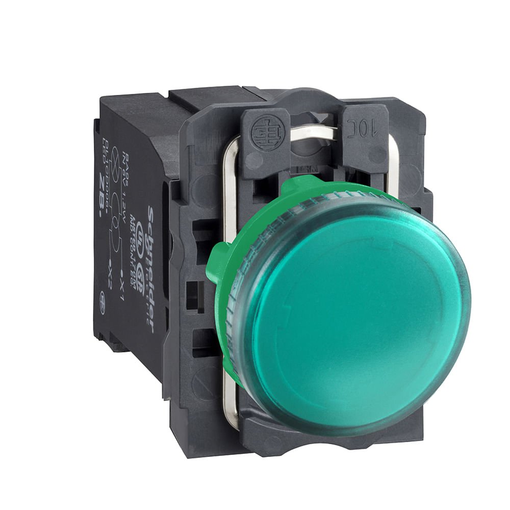 [Imagem SINALIZADOR MODULAR Ø22MM PLÁSTICO, COM LÂMPADA BA9S, VERDE, 220V XB5AV43 SCHNEIDER]