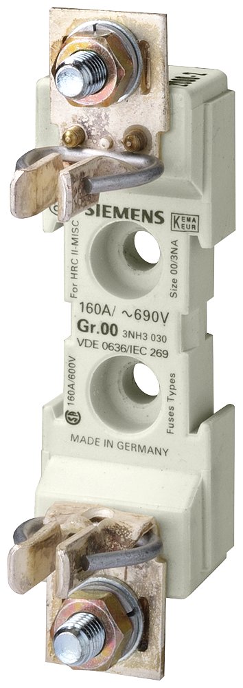 ADAPTADOR PARA FUSÍVEIS PARA BAIXA TENSÃO E ALTA POTÊNCIA TAM. 00 DE 1 POLO 3NH3030 SIEMENS