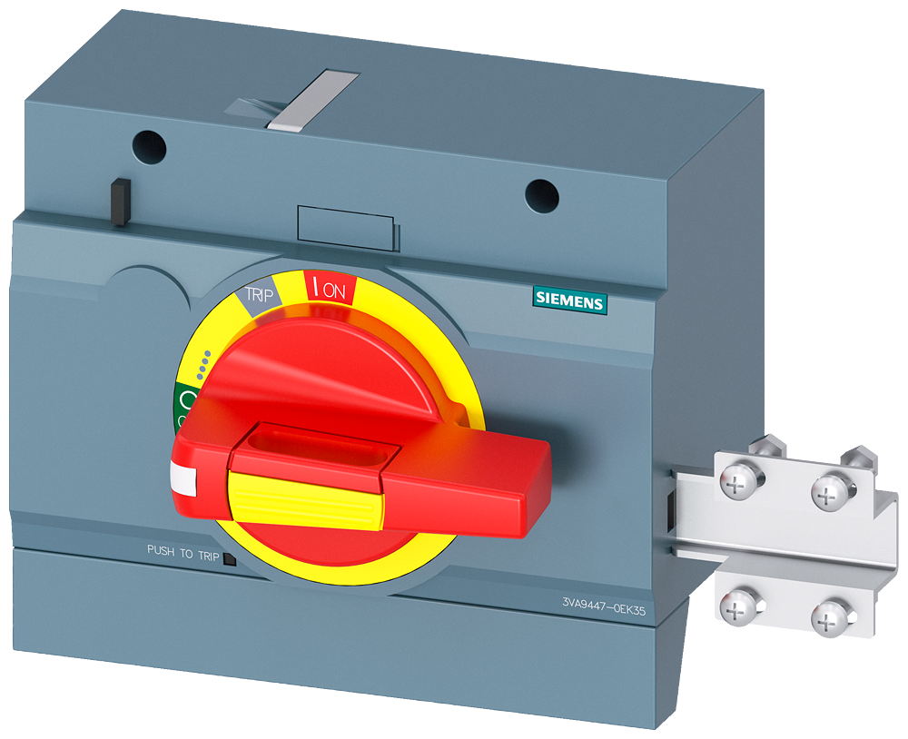 ACIONAMENTO GIRATÓRIO FRONTAL DE DESLIGAMENTO DE EMERGÊNCIA IEC IP30 COM TRAV 3VA94470EK35 SIEMENS