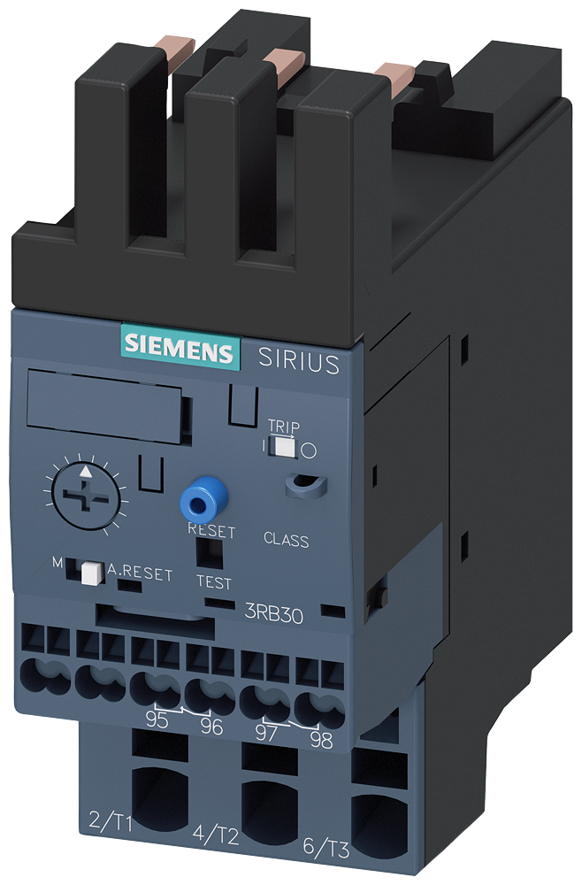 RELÉ DE SOBRECARGA 0,1-0,4A PROTEÇÃO DO MOTOR S0 CLASS 10 MONTAGEM EM CONTATOR 3RB30261RE0 SIEMENS