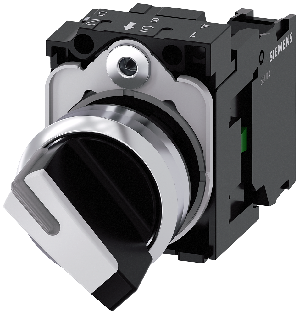 [Imagem do produto INTERRUPTOR COM MANÍPULO 22MM REDONDO METAL ALTO BRILHO BRANCO TECLA CO 3SU11502BC601BA0 SIEMENS]