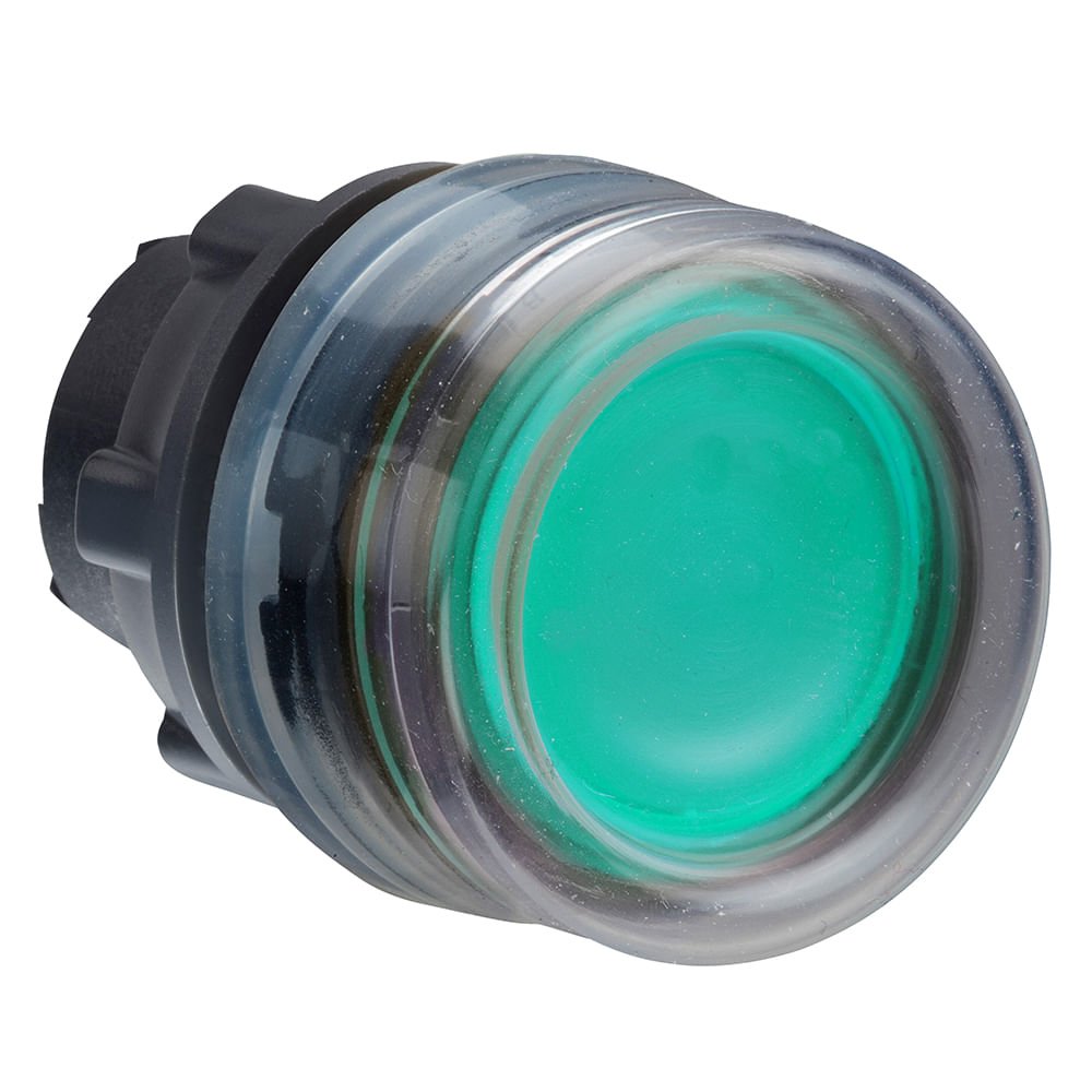 [Imagem CABEÇOTE PARA BOTÃO LUMINOSO MODULAR Ø22MM PLÁSTICO, COM CAPA, PARA LED INTEGRAL, VERDE ZB5AW533 SCHNEIDER]