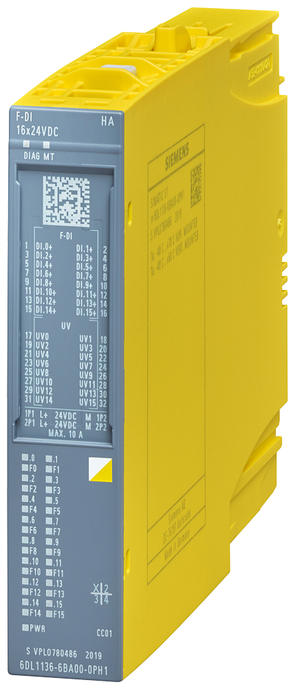 [Imagem MÓDULO DE ENTRADA DIGITAL ET 200SP HA F-DI 16X24VDC 6DL11366BA000PH1 SIEMENS]