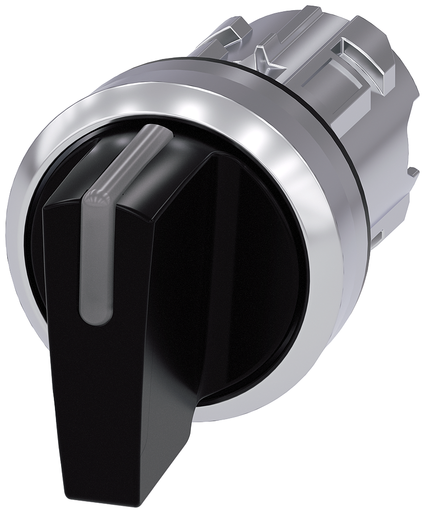 [Imagem COMUTADOR LUMINOSO FRONTAL METÁLICO 22MM CURTO 3 POSIÇÕES PRETO 3SU10522BL100AA0 SIEMENS]