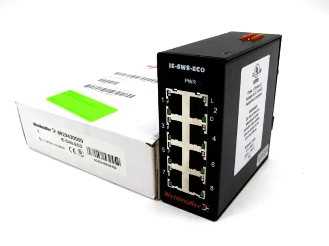 [Imagem SWITCH INDUSTRIAL ETHERNET 8 PORTAS RJ45 10/100MBPS 8-24VAC 10-36VDC IP20 MONTAGEM EM TRILHO DIN 8829430000 WEIDMULLER]
