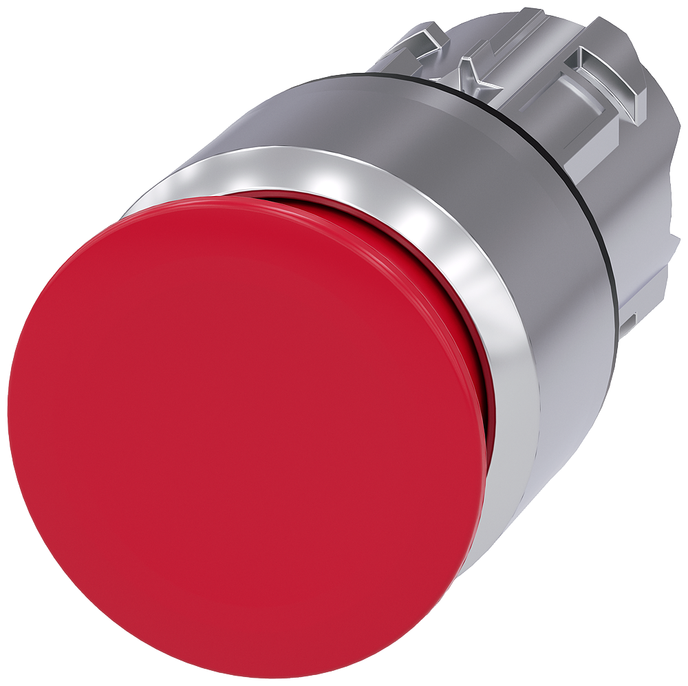 BOTÃO TIPO COGUMELO 22 MM REDONDO METAL DE ALTO BRILHO VERMELHO 30 MM 3SU10501AA200AA0-ZY15 SIEMENS