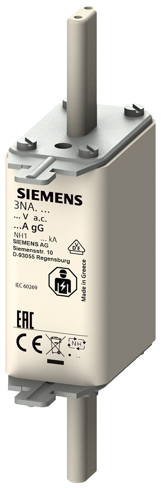 ELEMENTO DE FUSÍVEL NH NH1 IN: 16 A GG UN CA: 500 V UN CC: 440 V 3NA3105 SIEMENS