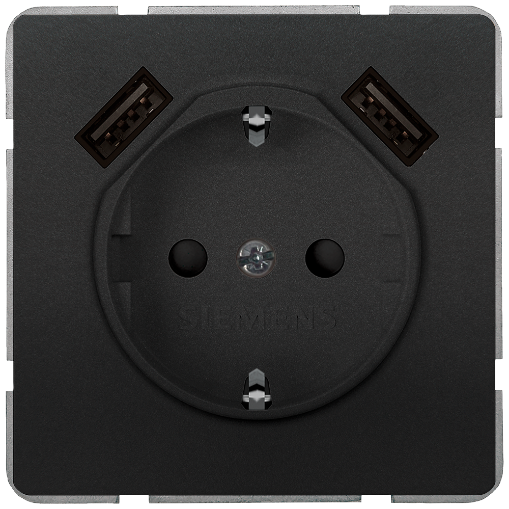 TOMADA SCHUKO COM CARREGADOR USB DUPLO ANTRACITE 5UB18700AC01 SIEMENS