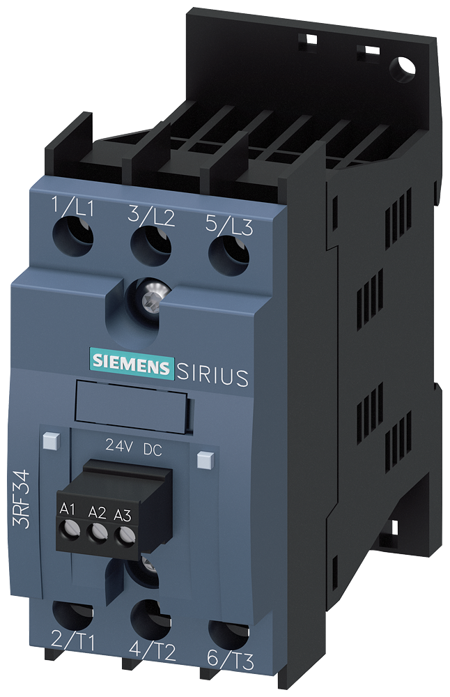 [Imagem CONTATOR A SEMICONDUTOR 3RF3 TRIFÁSICO CA53 3,8A 48/480V 24VCC 3RF34031BD04 SIEMENS]