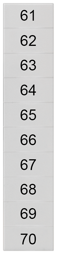 PLACA DE DESIGNAÇÃO, FRENTE, COM 61-70, HORIZONTAL, LARGURA DOS TERMINAIS: 5, 8WH81402AB65 SIEMENS