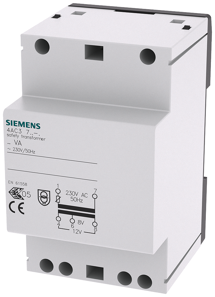 TRANSFORMADOR DE SEGURANÇA 24VA PRIMÁRIO CA 230V 50HZ SECUNDÁRIO 8V 12V CA 4AC37240 SIEMENS