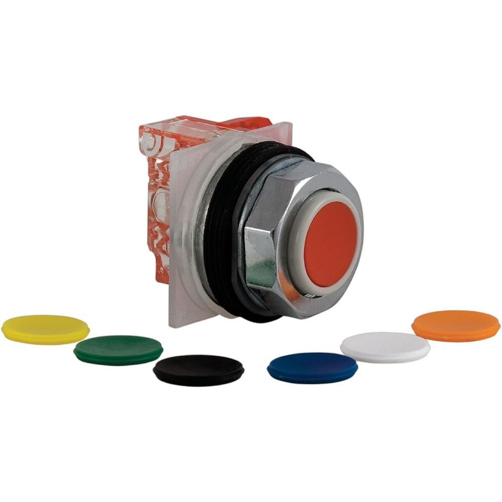 [Imagem BOTÃO Ø30MM METÁLICO SALIENTE PASTILHAS COLORIDAS NA+NF 9001KR3UH13 SCHNEIDER]