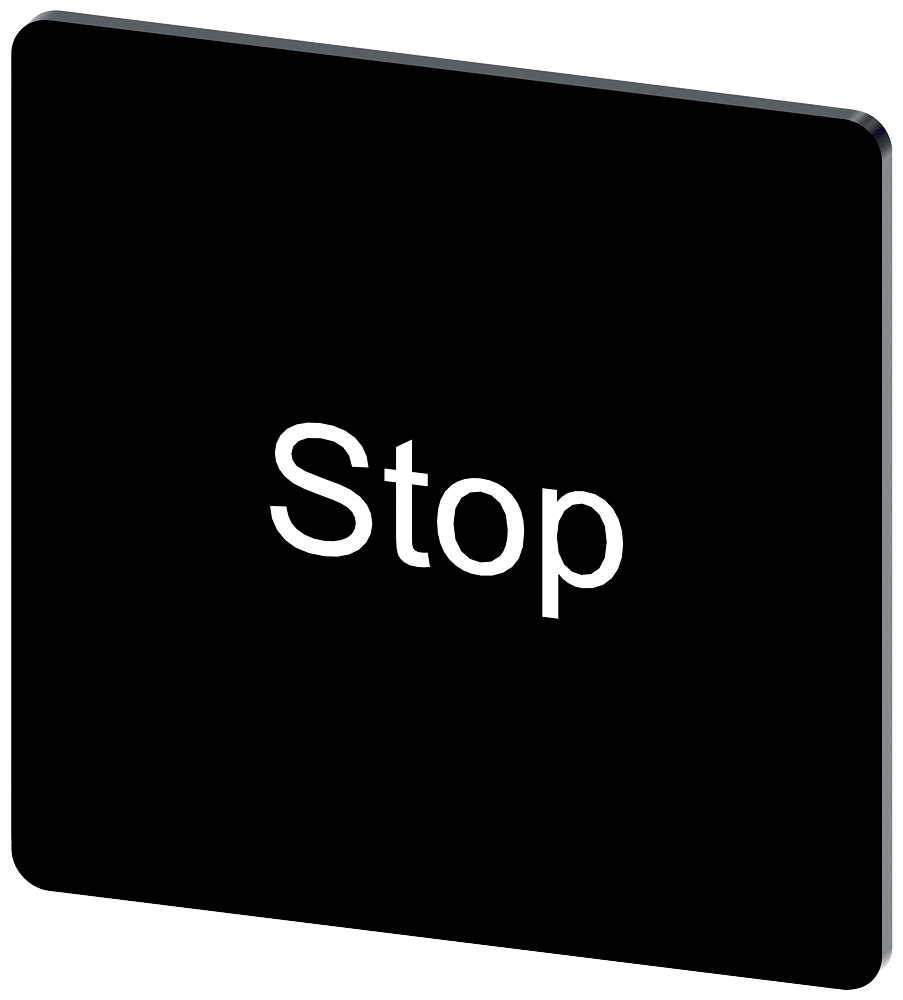 [Imagem do produto PLACA DE IDENTIFICAÇÃO 27X27MM, PLACA PRETO, INSCRIÇÃO: STOP 3SU19000AE160DS0 SIEMENS]